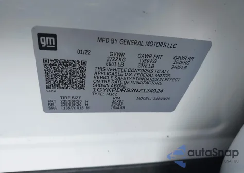 2022 Cadillac Xt6 Awd Premium Luxury из США, поврежденный, VIN 1GYKPDRS3NZ124924